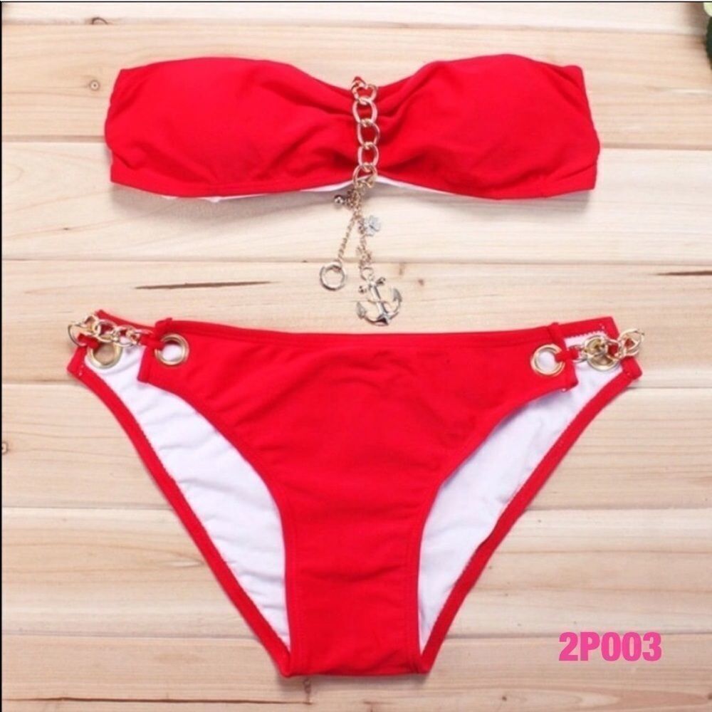 Sexy Brazilian Bandeau Bikini Set w/Jewelry